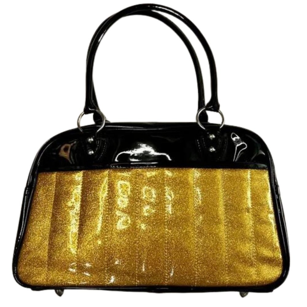 Lux de Ville Gold Metallic Sparkle & Black Handbag